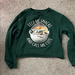 Disney Dark Green Grogu 'Feed Me Snacks' Graphic Sweatshirt